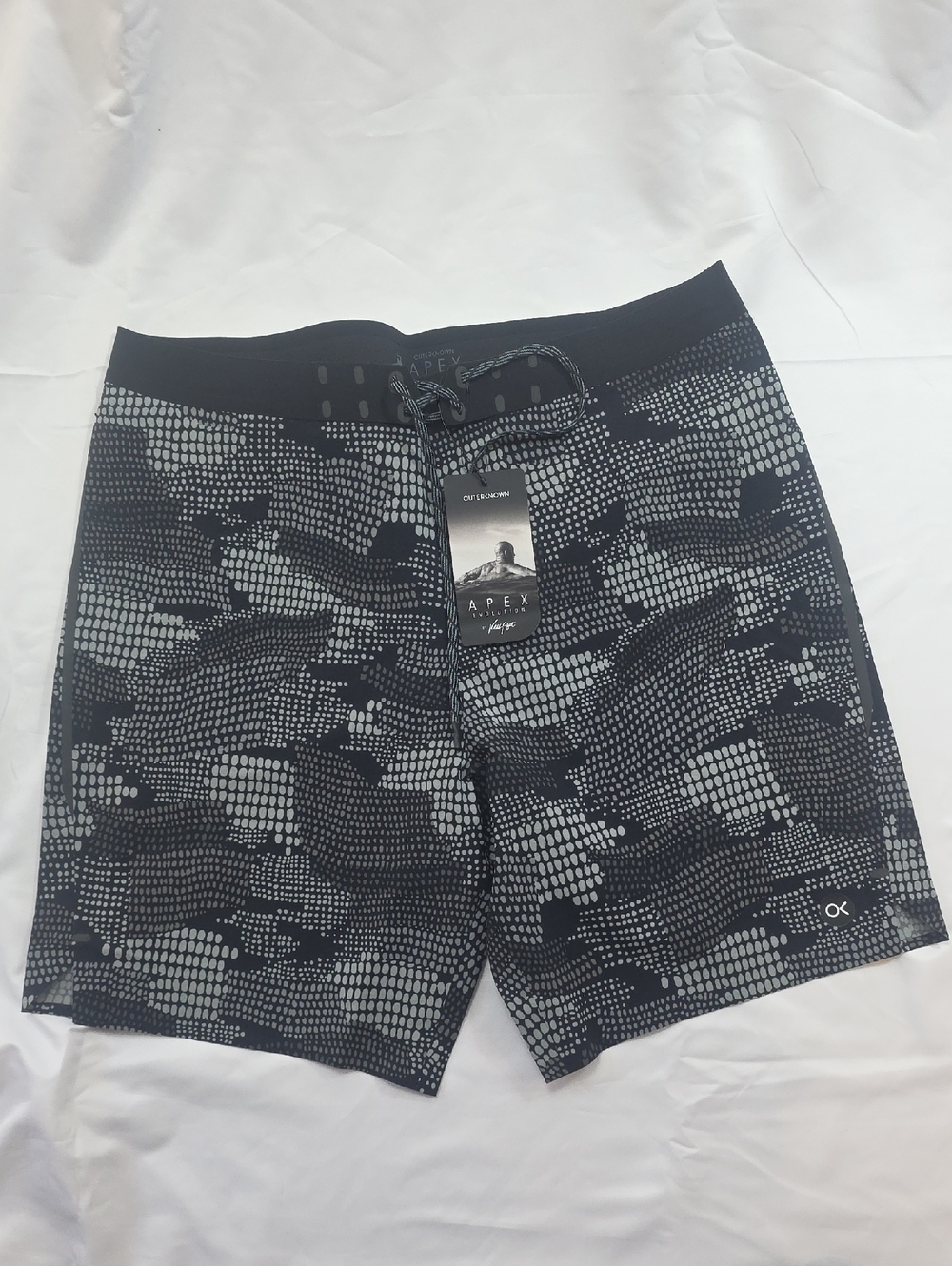 NWT Men's Outerknown "APEX EVOLUTION TRUNKS in Grey Pescador Camo Color 34" x19"